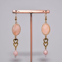 Boucles d'oreilles Quartz rose, Opale rose des Andes