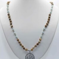 Collier inspiration Mala Amazonite facetée et Jaspe paysage