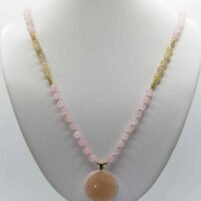 Collier inspiration Mala Quartz rose et Quartz rutile