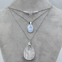 Collier triple Cristal de roche et Péristérite