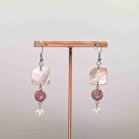 Boucles d'oreilles Nacre et Rhodonite