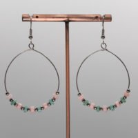Boucles d'oreilles Opale rose et Turquoise