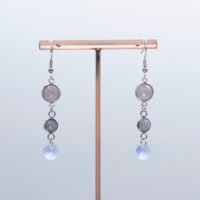 Boucles d'oreilles Quartz rose et Pierre de lune grise