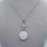 Pendentif Cristal de roche et Quartz rose