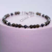 Bracelet Obsidienne dorée et Spinelle