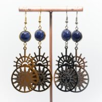 Boucles d'oreilles soleil et lune Sodalite