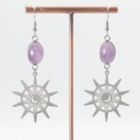 Boucles d'oreilles Jade lavande soleil/lune