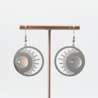 Boucles d'oreilles Agate blanche lune/soleil