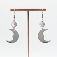 Boucles d'oreilles lune Howlite