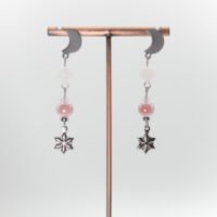 Boucles d'oreilles Lune Quartz rose