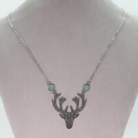 Collier cerf Aventurine verte