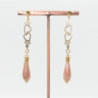 Boucles d'oreilles Pierre de lune coeurs