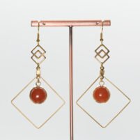 Boucles d'oreilles Jaspe rouge géométriques