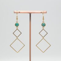 Boucles d'oreilles Turquoise losanges