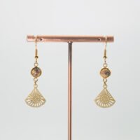 Boucles d'oreilles Jaspe léopard éventails