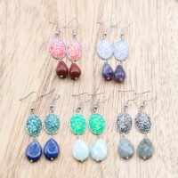 Boucles d'oreilles Géode résine et pierres naturelles