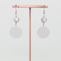 Boucles d'oreilles Howlite fleur de vie