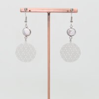 Boucles d'oreilles Howlite fleur de vie