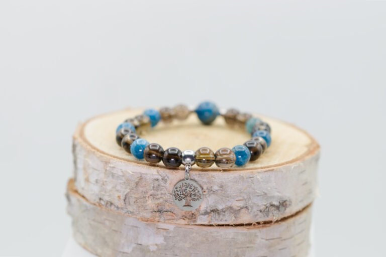 Bracelet Apatite et Quartz fumé