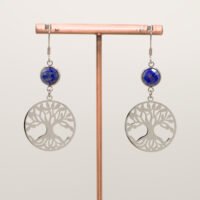 Boucles d'oreilles Lapis Lazuli arbre de vie