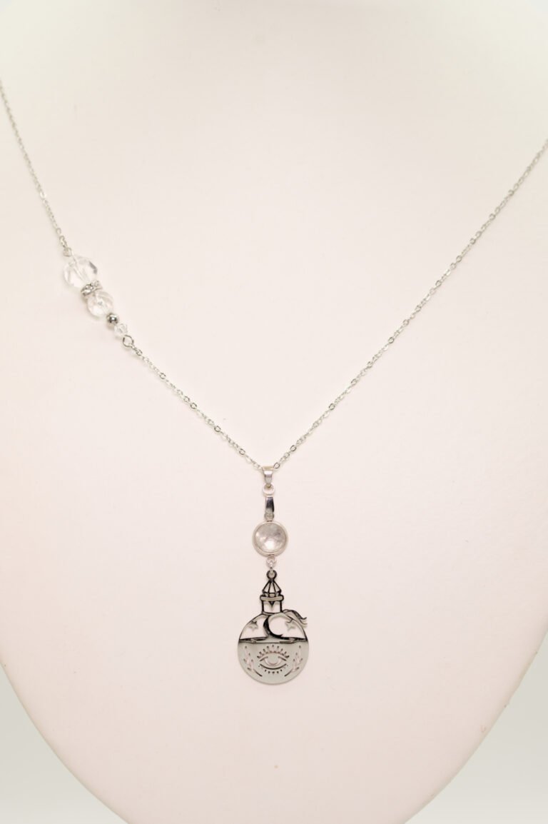 Sautoir Cristal de roche fiole potion