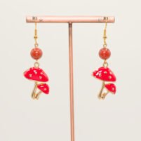Boucles d'oreilles Jaspe rouge champignons