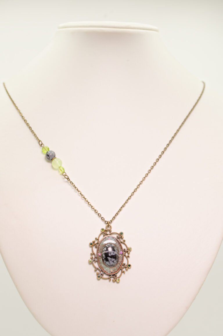 Sautoir Bronze Obsidienne