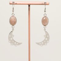 Boucles d'oreilles lune étoilée Pierre de lune
