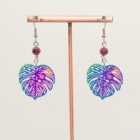 Boucles d'oreilles feuilles Grenat