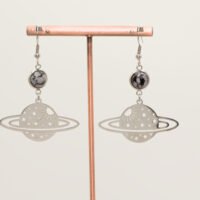 Boucles d'oreilles planètes Obsidienne mouchetée
