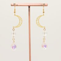 Boucles d'oreilles cristal de roche phases de la lune