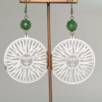 boucles d'oreilles aventurine verte soleils