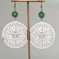 boucles d'oreilles aventurine verte soleils
