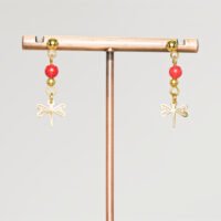 boucles d'oreilles corail libellules