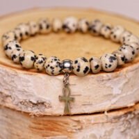 bracelet jaspe dalmatien rondelles