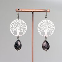boucles d'oreilles labradorite larvikite arbre de vie