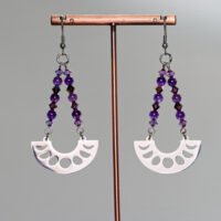 boucles d'oreilles améthystes et cristal phases de la lune