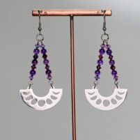 boucles d'oreilles améthystes et cristal phases de la lune
