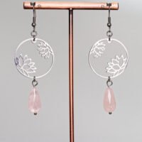 boucles d'oreilles quartz rose lotus
