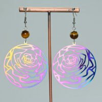 Boucles d'oreilles oeil de tigre fleurs