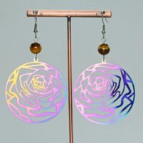 Boucles d'oreilles oeil de tigre fleurs