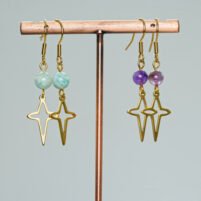 Boucles d'oreilles étoiles amazonite améthyste