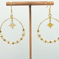 Boucles d'oreilles créoles pierre de lune blanche