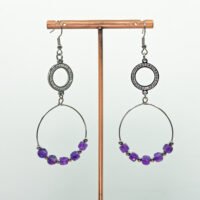 Boucles d'oreilles améthystes carrées et strass