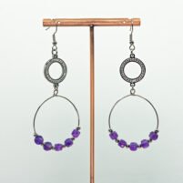 Boucles d'oreilles améthystes carrées et strass