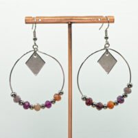 Boucles d'oreilles créoles spinelle multicolore