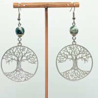 Boucles d'oreilles agate arbre, arbre de vie
