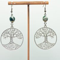 Boucles d'oreilles agate arbre, arbre de vie