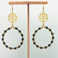 Boucles d'oreilles créoles spinelle noir