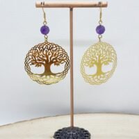 Boucles d'oreilles améthyste arbre de vie